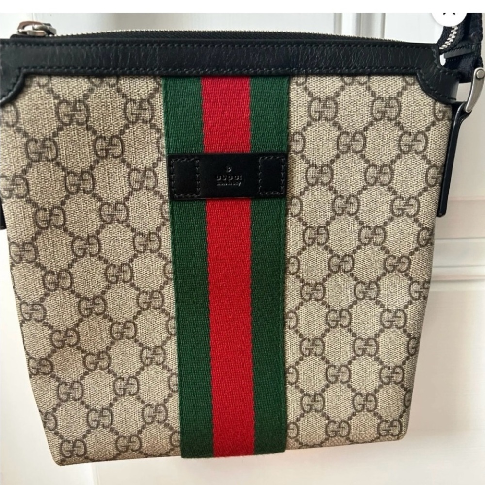 Gucci GG Crossbody Messenger Bag with Web Stripe